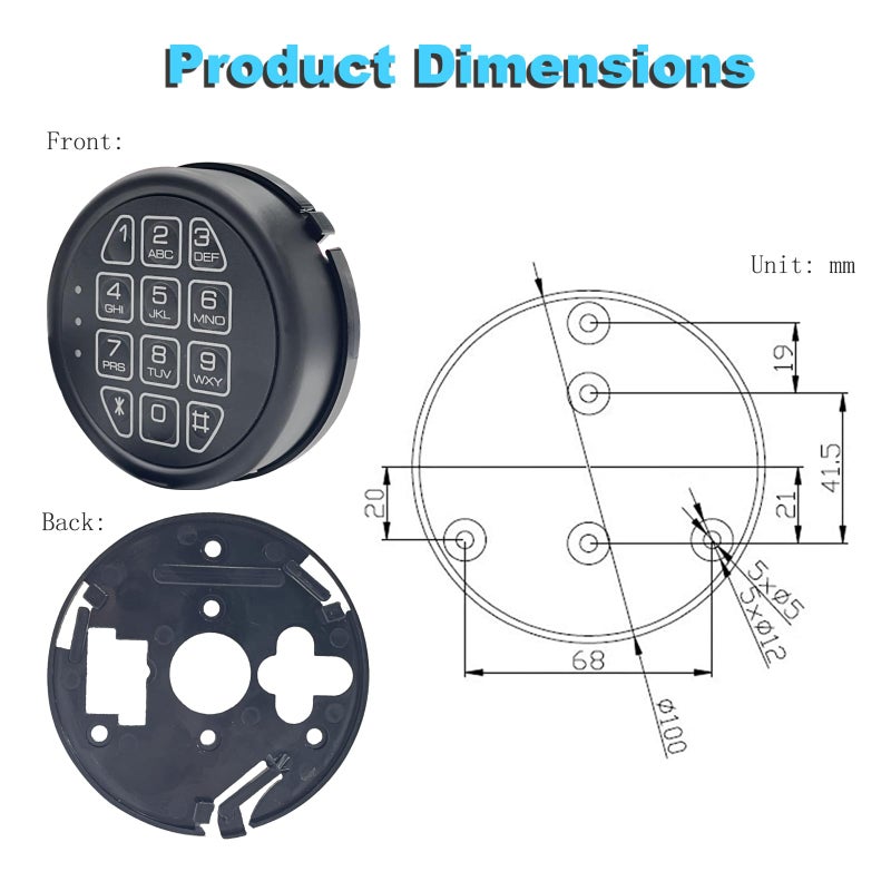 La Macaza Electronic Safe Lock Replacement Keypad with Solenoid Lock  Gun Safe Lock with Programmable Electronic Keypad  Lock Fits High Security Safe Box and Security Cabinet - Image 2